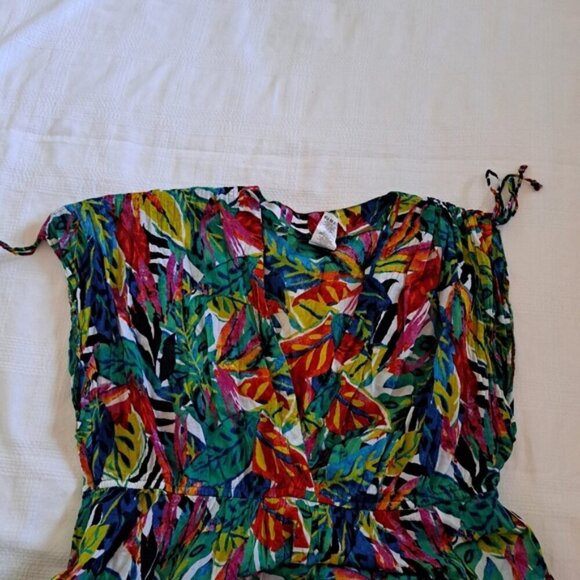 Lauren Ralph Lauren women's 1X Rainforest Tropical Farrah Mini swim cover up - Picture 4 of 11